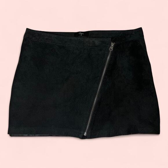 Aqua black leather mini skirt - Picture 1 of 5